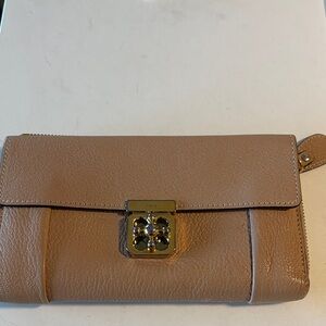 Chloe Tan Leather Wallet with Gold Accent